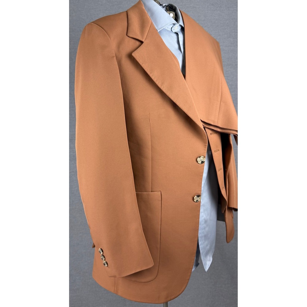 Vintage 70s Bespoke 3 Piece Suit 40R 32x30.5 Camel Brown Disco Two Button Blazer